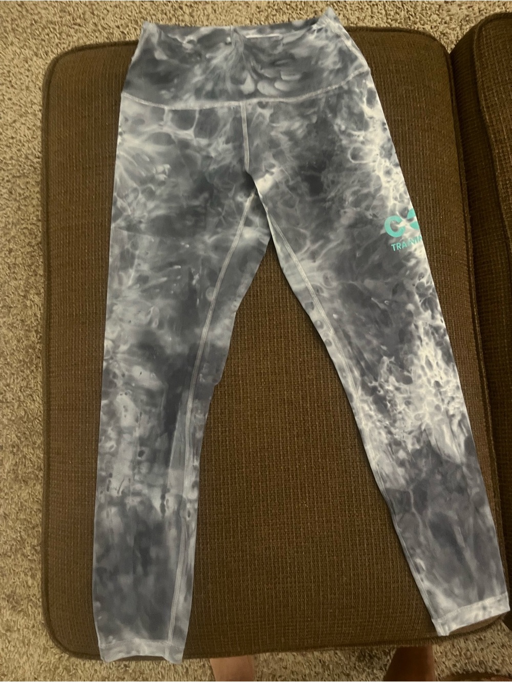 lululemon athletica Gray Tie-Dye High-Rise Leggings with Aqua Logo